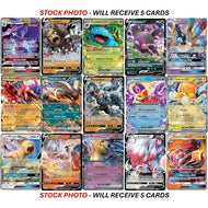 Pokemon Ultra Rare 5-Singles Pack - V, Gx, ex, Assorted Variety - No Duplicates