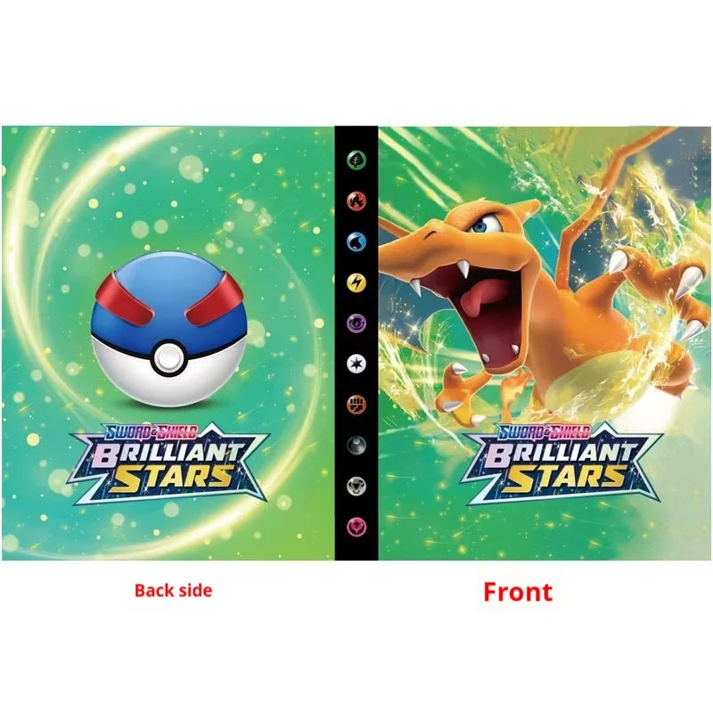 Pokemon TCG Card Binder Pu Leather Zipper Album 4 Pockets 9 Pockets Portable Trading Card Collection Holder For Collectors