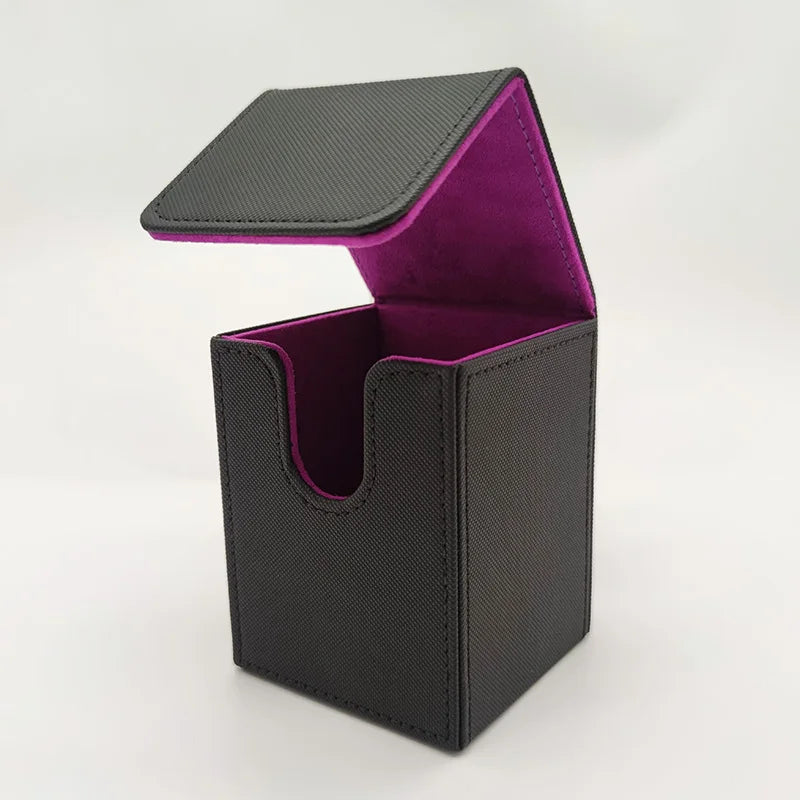 Card Deck Box, Card Case Holds 100+ Sleeved Cards, PU Leather Card Storage Box for Game Trading Cards