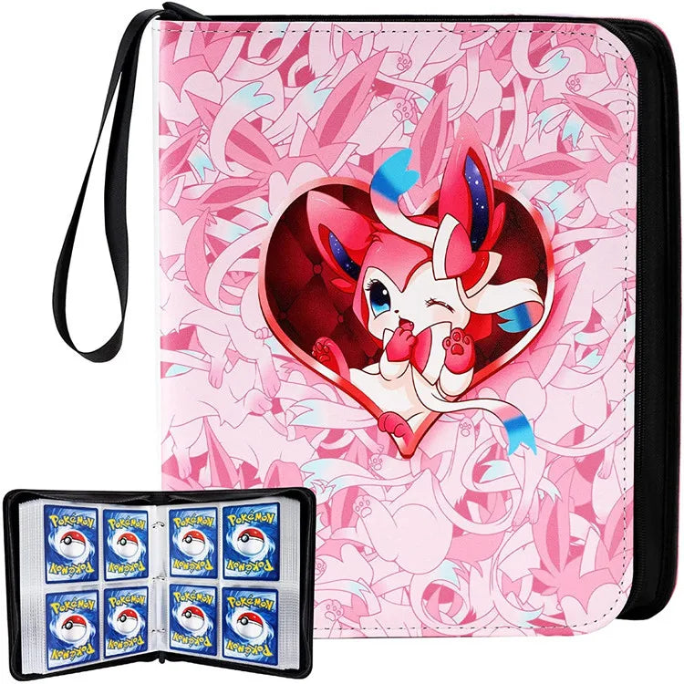 Pokemon TCG Card Binder Pu Leather Zipper Album 4 Pockets 9 Pockets Portable Trading Card Collection Holder For Collectors