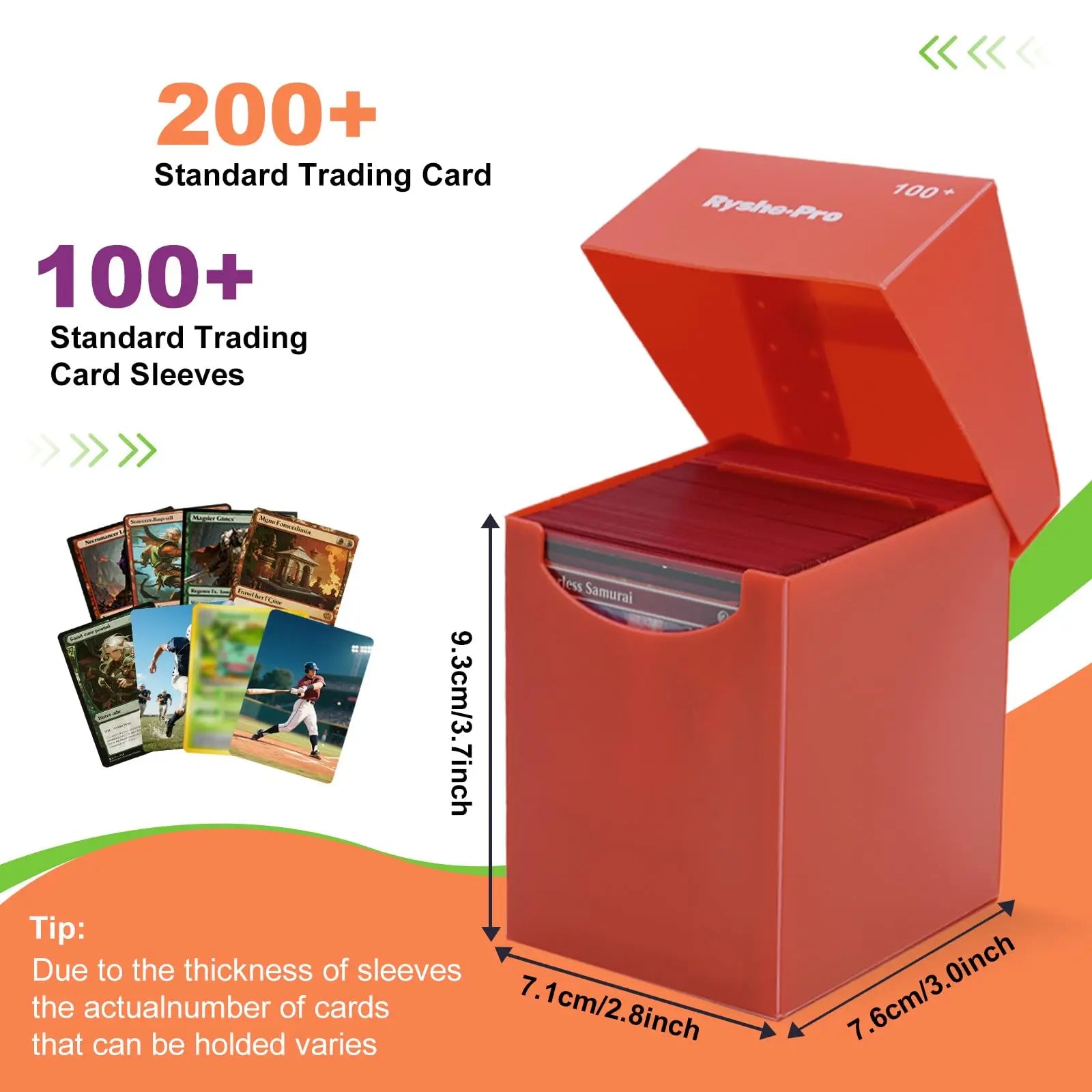 TCG Deck Box for 100+ Cards Commander Deck Holder for MTG Yugioh PKM Trading Card Storage Case with Divider for Magic Board Game