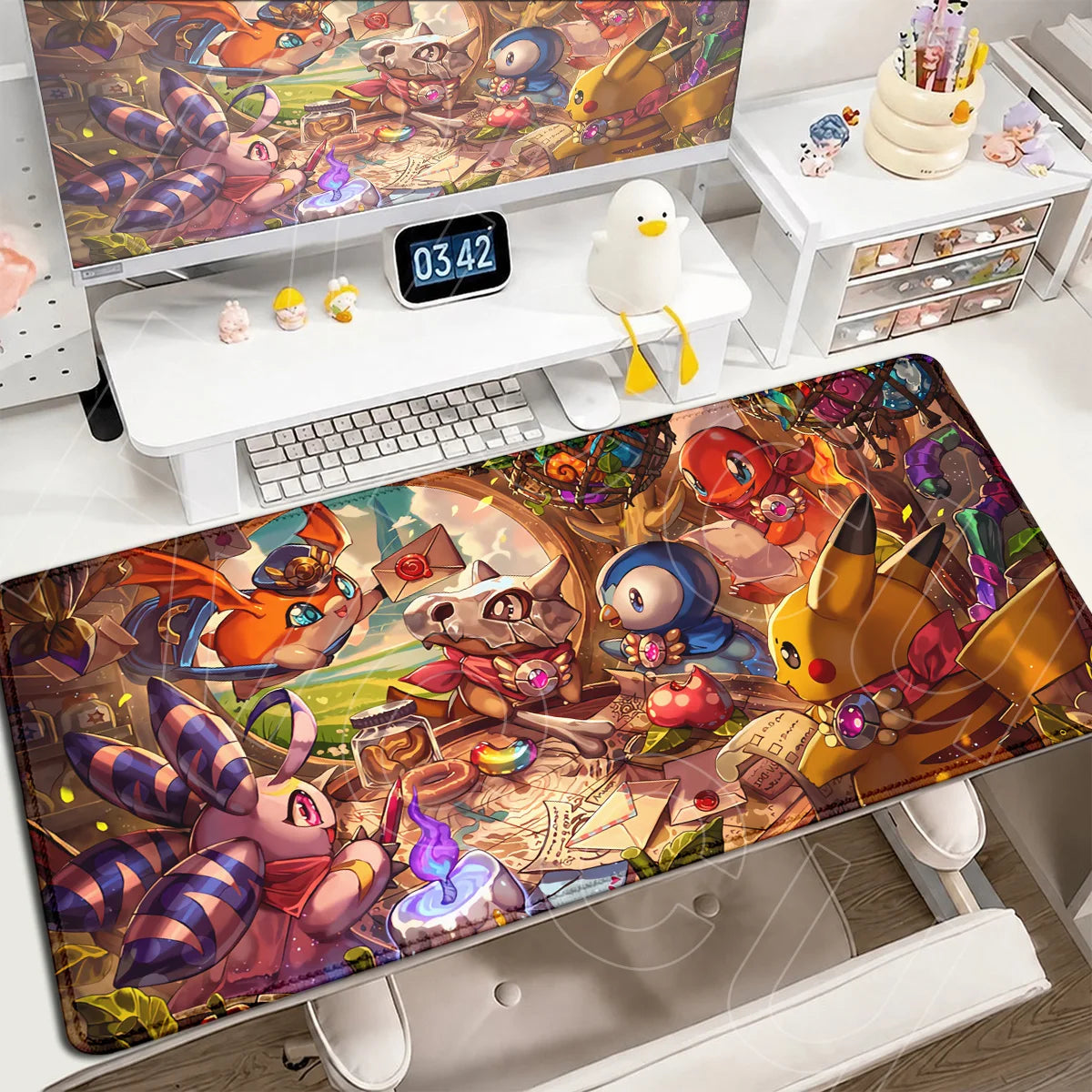 P-Pokemons PC Office Mat Kawaii Cubone Large Mousepad E-sports Gaming Accessories Computer Keyboard Desk Carpet Locking Edge Rug