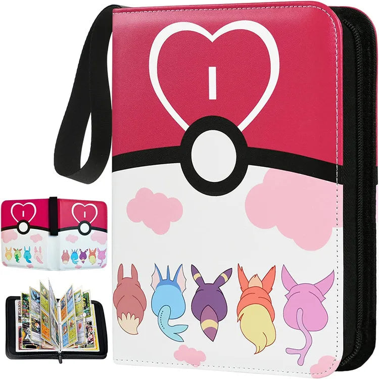 Pokemon TCG Card Binder Pu Leather Zipper Album 4 Pockets 9 Pockets Portable Trading Card Collection Holder For Collectors
