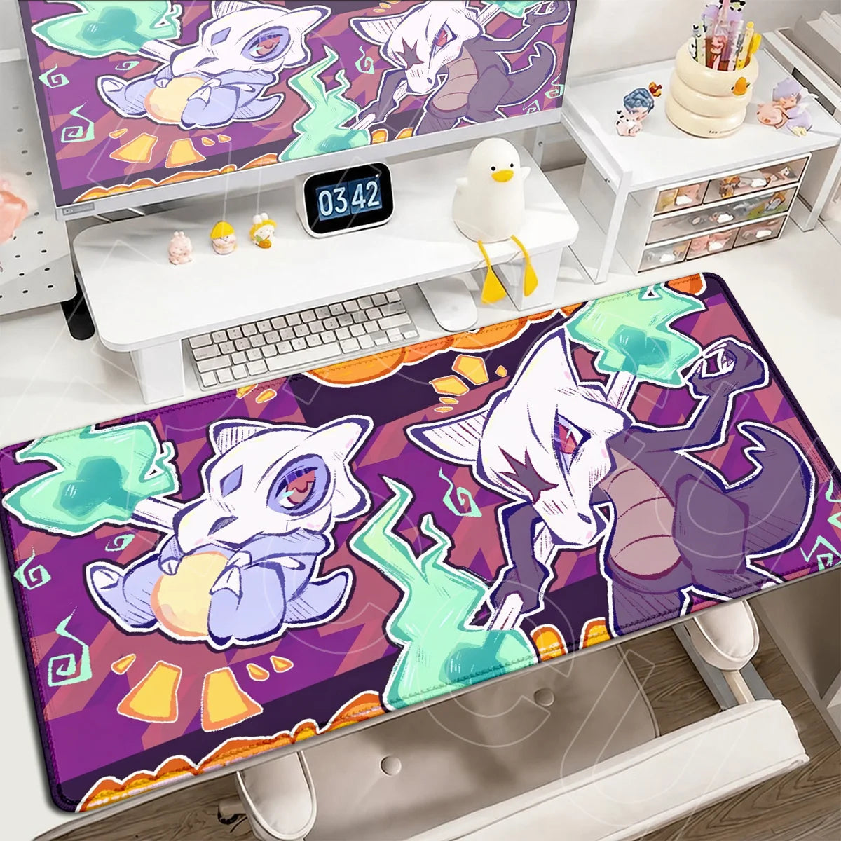 P-Pokemons PC Office Mat Kawaii Cubone Large Mousepad E-sports Gaming Accessories Computer Keyboard Desk Carpet Locking Edge Rug
