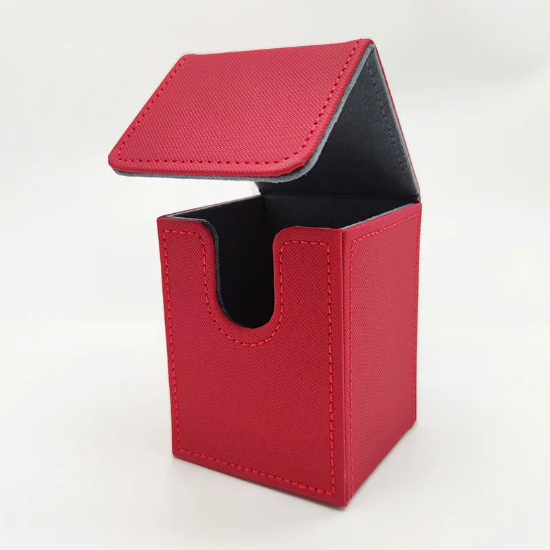 Card Deck Box, Card Case Holds 100+ Sleeved Cards, PU Leather Card Storage Box for Game Trading Cards