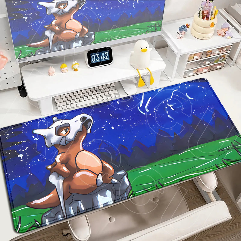 P-Pokemons PC Office Mat Kawaii Cubone Large Mousepad E-sports Gaming Accessories Computer Keyboard Desk Carpet Locking Edge Rug