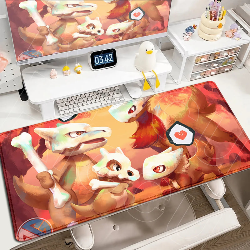 P-Pokemons PC Office Mat Kawaii Cubone Large Mousepad E-sports Gaming Accessories Computer Keyboard Desk Carpet Locking Edge Rug