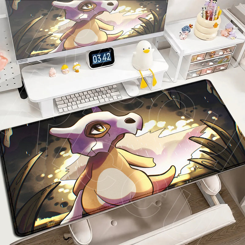 P-Pokemons PC Office Mat Kawaii Cubone Large Mousepad E-sports Gaming Accessories Computer Keyboard Desk Carpet Locking Edge Rug