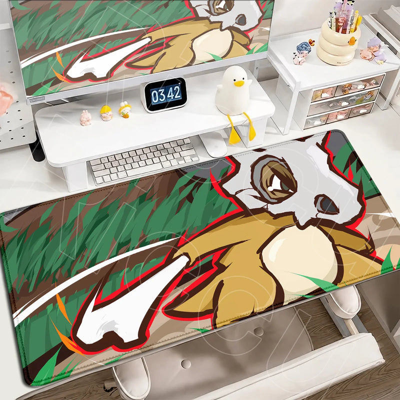 P-Pokemons PC Office Mat Kawaii Cubone Large Mousepad E-sports Gaming Accessories Computer Keyboard Desk Carpet Locking Edge Rug