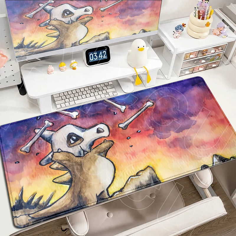 P-Pokemons PC Office Mat Kawaii Cubone Large Mousepad E-sports Gaming Accessories Computer Keyboard Desk Carpet Locking Edge Rug