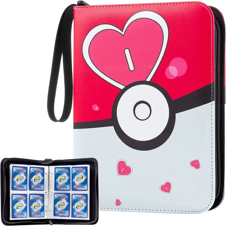 Pokemon TCG Card Binder Pu Leather Zipper Album 4 Pockets 9 Pockets Portable Trading Card Collection Holder For Collectors
