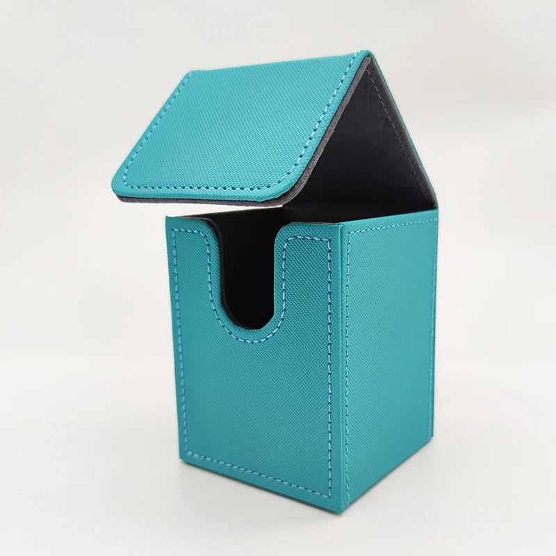 Card Deck Box, Card Case Holds 100+ Sleeved Cards, PU Leather Card Storage Box for Game Trading Cards