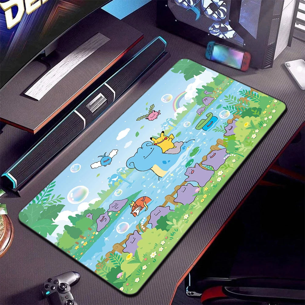 P-pokemon Mouse Mats Large Anime Rubber Esports Mousepad Pc Gaming Accessories Pad Kawaii Carpet Cabinet Keyboard Office Deskmat