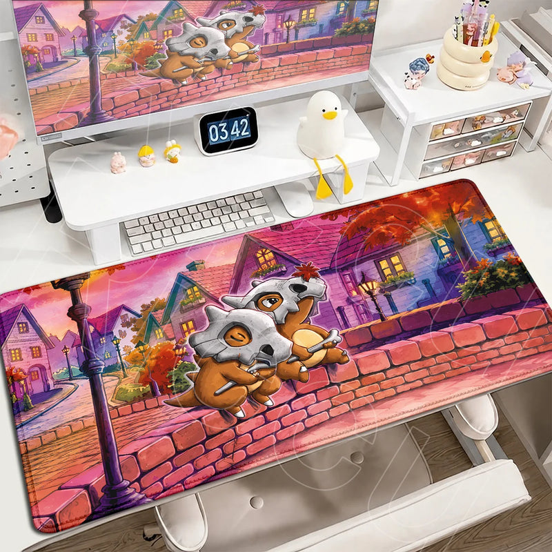 P-Pokemons PC Office Mat Kawaii Cubone Large Mousepad E-sports Gaming Accessories Computer Keyboard Desk Carpet Locking Edge Rug