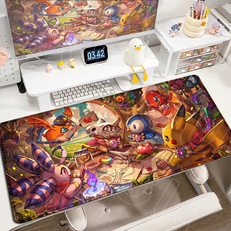 P-Pokemons PC Office Mat Kawaii Cubone Large Mousepad E-sports Gaming Accessories Computer Keyboard Desk Carpet Locking Edge Rug