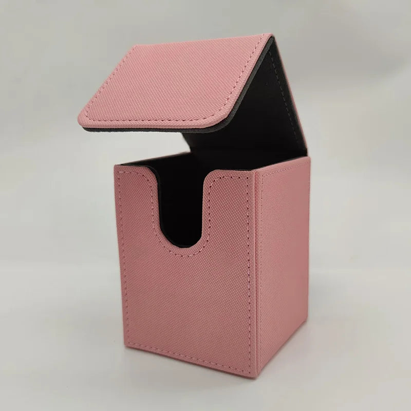 Card Deck Box, Card Case Holds 100+ Sleeved Cards, PU Leather Card Storage Box for Game Trading Cards