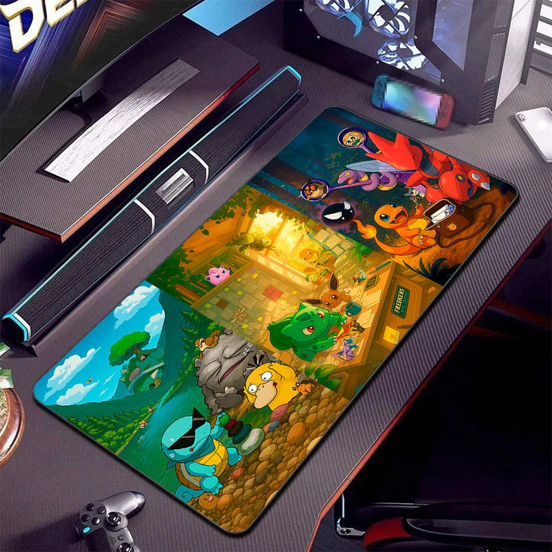 P-pokemon Mouse Mats Large Anime Rubber Esports Mousepad Pc Gaming Accessories Pad Kawaii Carpet Cabinet Keyboard Office Deskmat