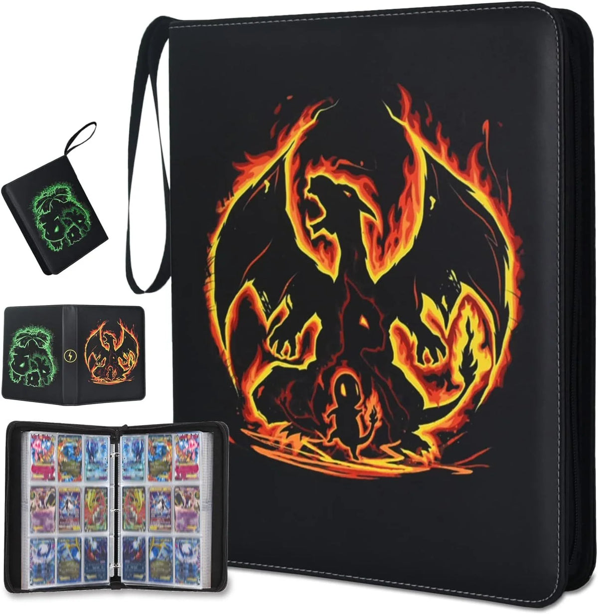 Pokemon TCG Card Binder Pu Leather Zipper Album 4 Pockets 9 Pockets Portable Trading Card Collection Holder For Collectors
