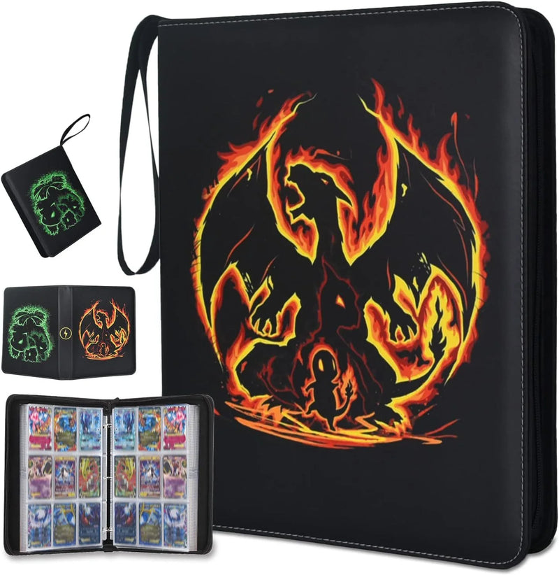 Pokemon TCG Card Binder Pu Leather Zipper Album 4 Pockets 9 Pockets Portable Trading Card Collection Holder For Collectors