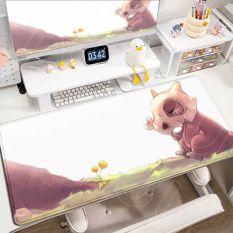P-Pokemons PC Office Mat Kawaii Cubone Large Mousepad E-sports Gaming Accessories Computer Keyboard Desk Carpet Locking Edge Rug