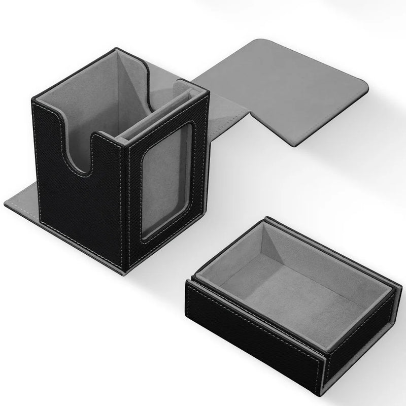 Commander Deck Box with Display Window, Card Deck Box Holds 100+ Double-Sleeved  Cards with Dice Tray