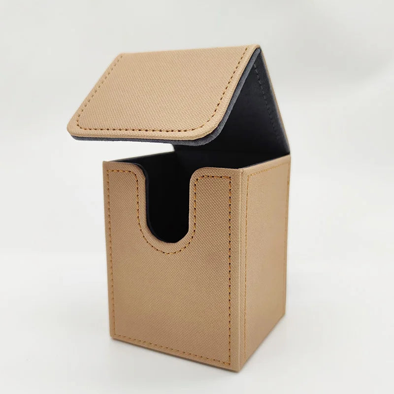 Card Deck Box, Card Case Holds 100+ Sleeved Cards, PU Leather Card Storage Box for Game Trading Cards