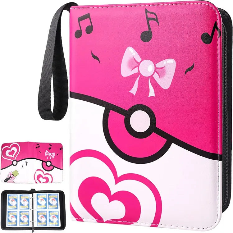Pokemon TCG Card Binder Pu Leather Zipper Album 4 Pockets 9 Pockets Portable Trading Card Collection Holder For Collectors