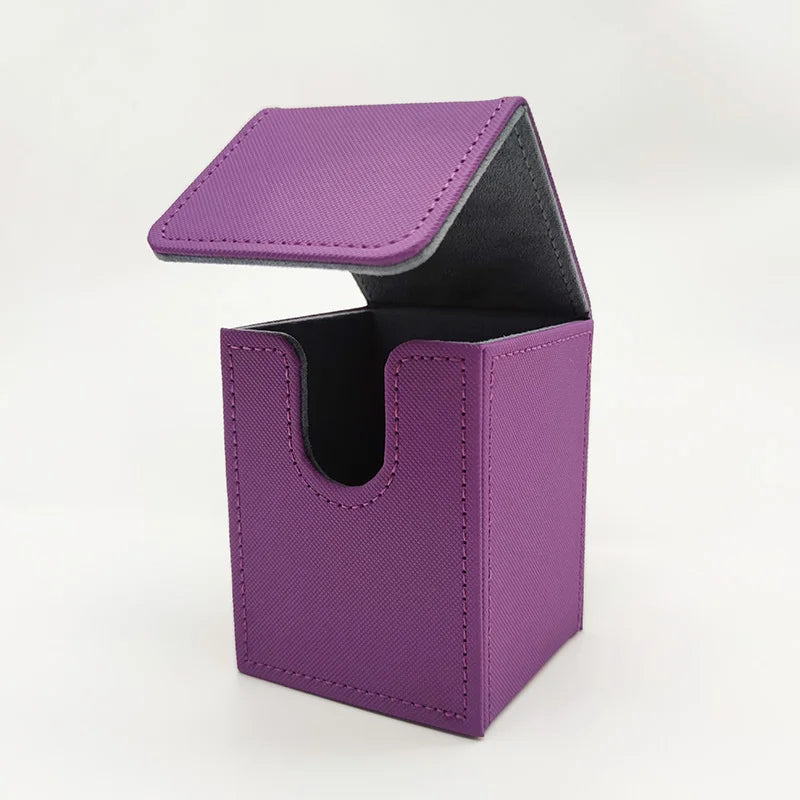 Card Deck Box, Card Case Holds 100+ Sleeved Cards, PU Leather Card Storage Box for Game Trading Cards