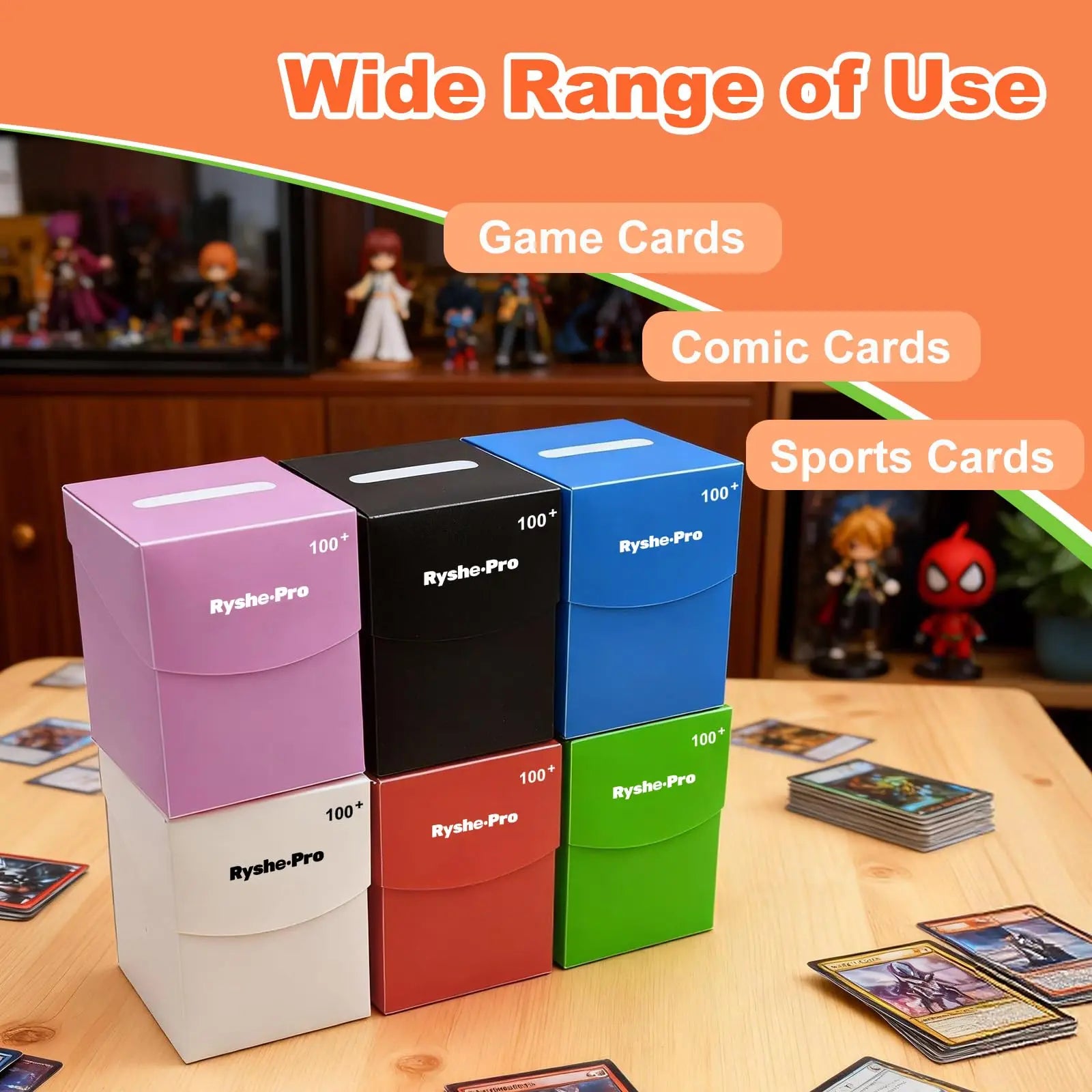 TCG Deck Box for 100+ Cards Commander Deck Holder for MTG Yugioh PKM Trading Card Storage Case with Divider for Magic Board Game