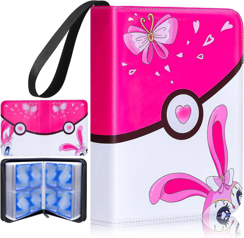 Pokemon TCG Card Binder Pu Leather Zipper Album 4 Pockets 9 Pockets Portable Trading Card Collection Holder For Collectors
