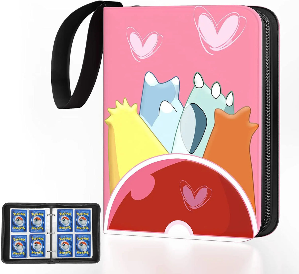 Pokemon TCG Card Binder Pu Leather Zipper Album 4 Pockets 9 Pockets Portable Trading Card Collection Holder For Collectors