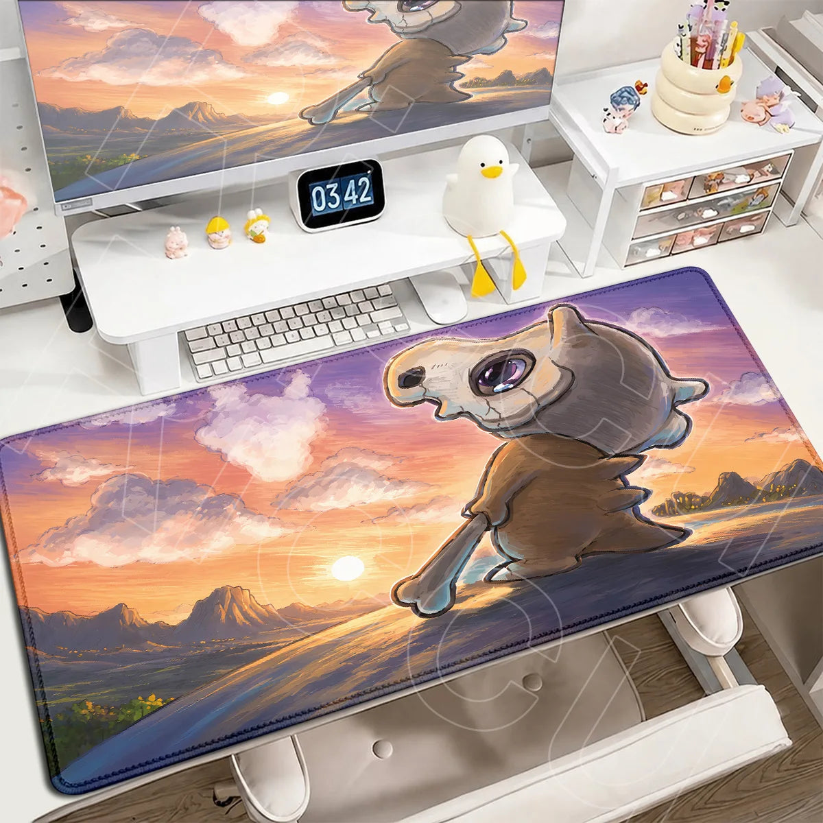 P-Pokemons PC Office Mat Kawaii Cubone Large Mousepad E-sports Gaming Accessories Computer Keyboard Desk Carpet Locking Edge Rug