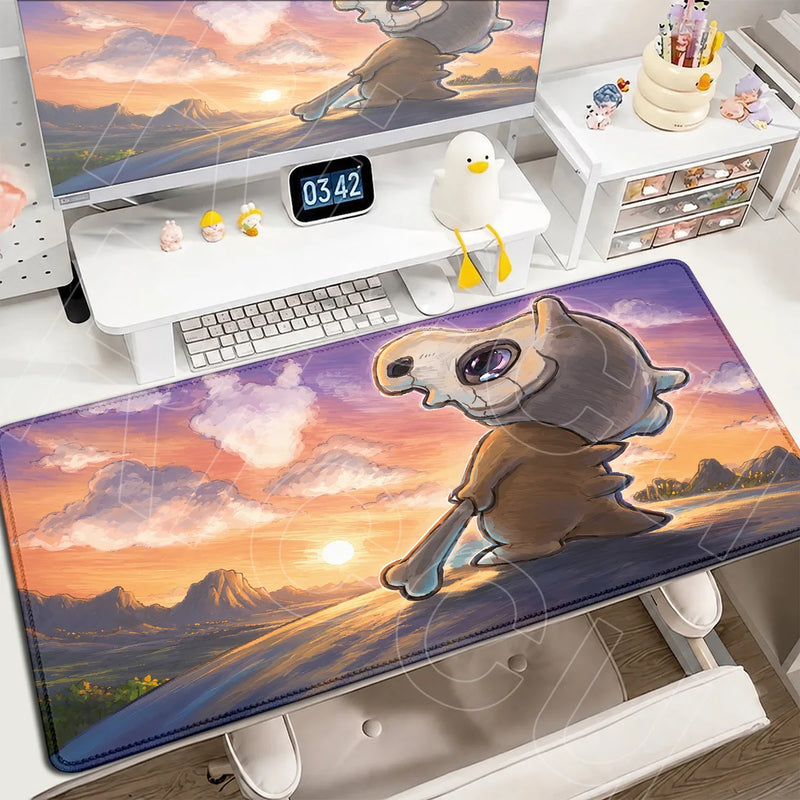 P-Pokemons PC Office Mat Kawaii Cubone Large Mousepad E-sports Gaming Accessories Computer Keyboard Desk Carpet Locking Edge Rug