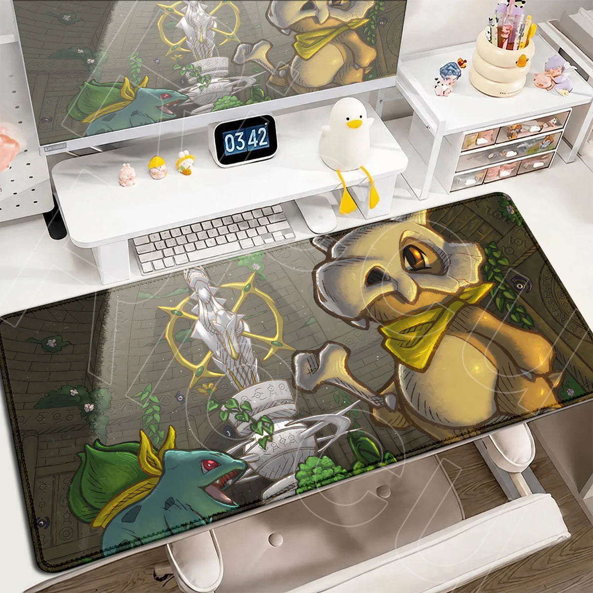 P-Pokemons PC Office Mat Kawaii Cubone Large Mousepad E-sports Gaming Accessories Computer Keyboard Desk Carpet Locking Edge Rug