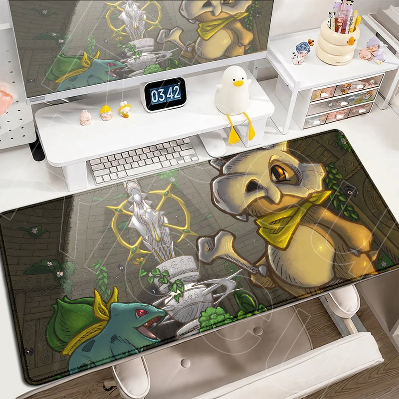 P-Pokemons PC Office Mat Kawaii Cubone Large Mousepad E-sports Gaming Accessories Computer Keyboard Desk Carpet Locking Edge Rug